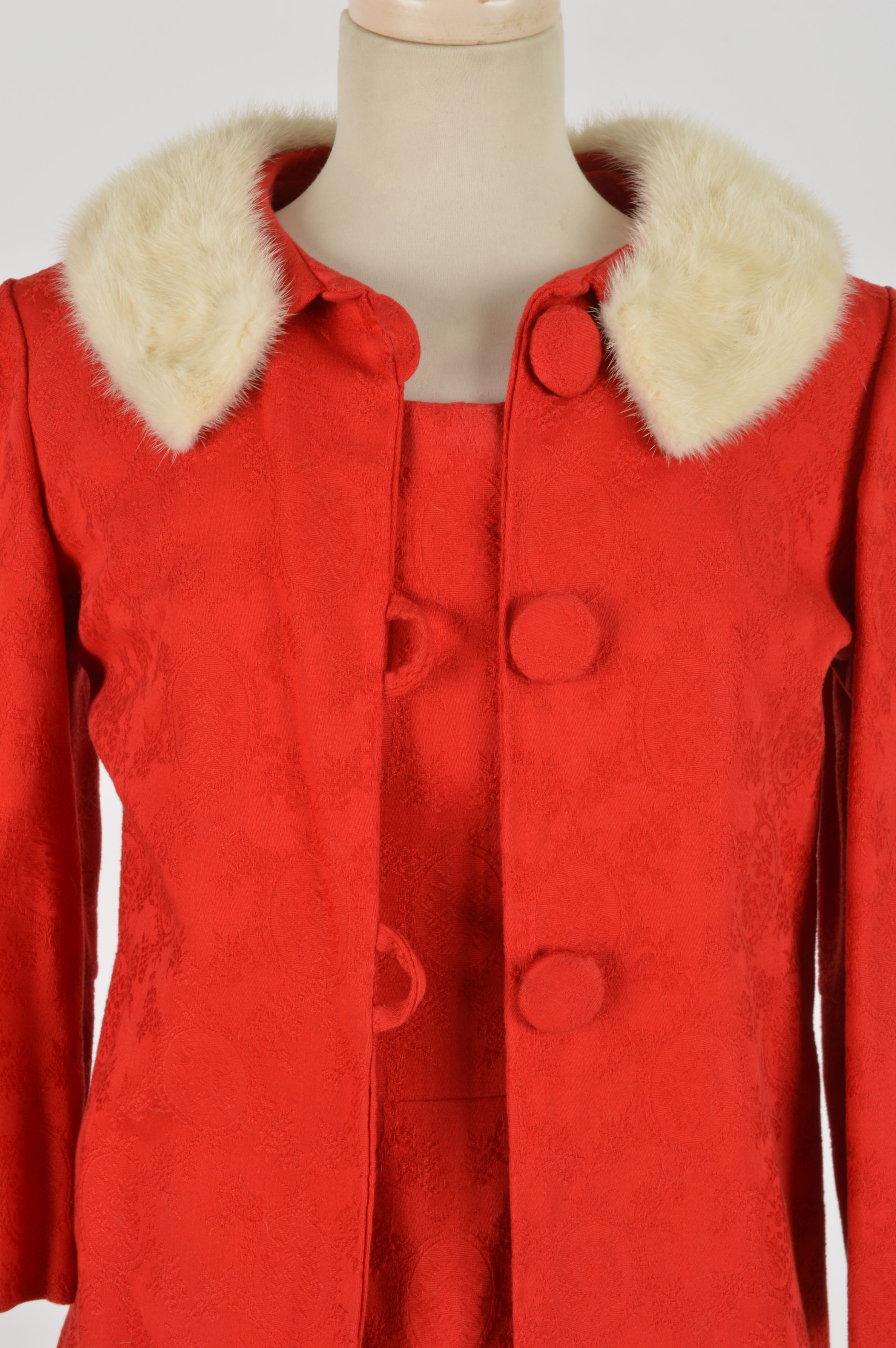 Handmade Vintage Red Jacquard Ensemble 