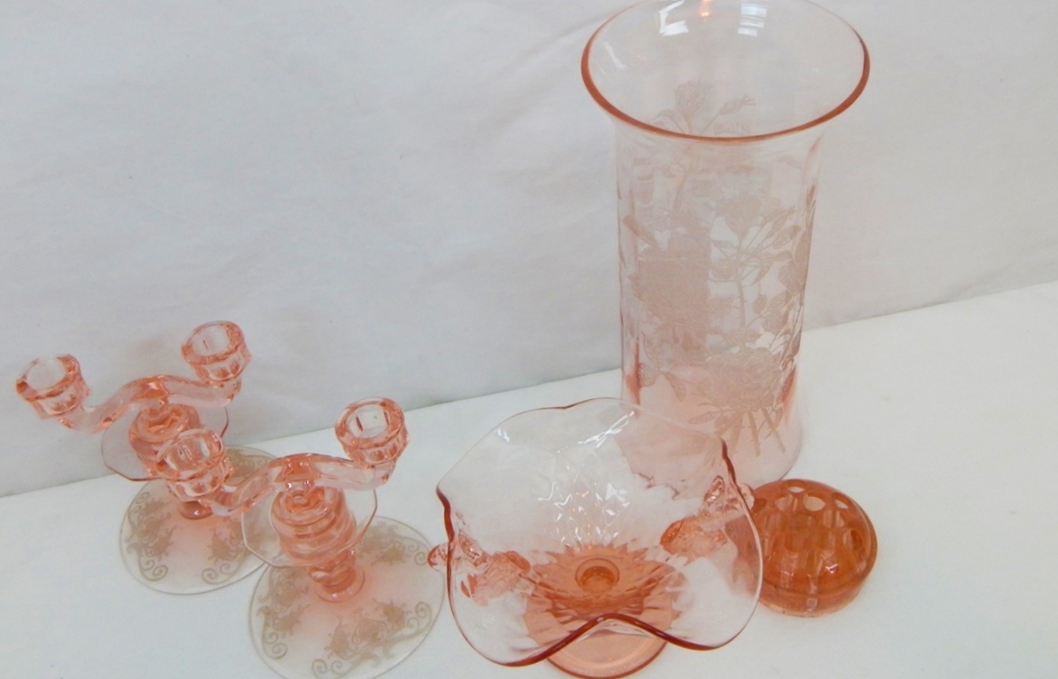 Pink Depression Glass Collection I