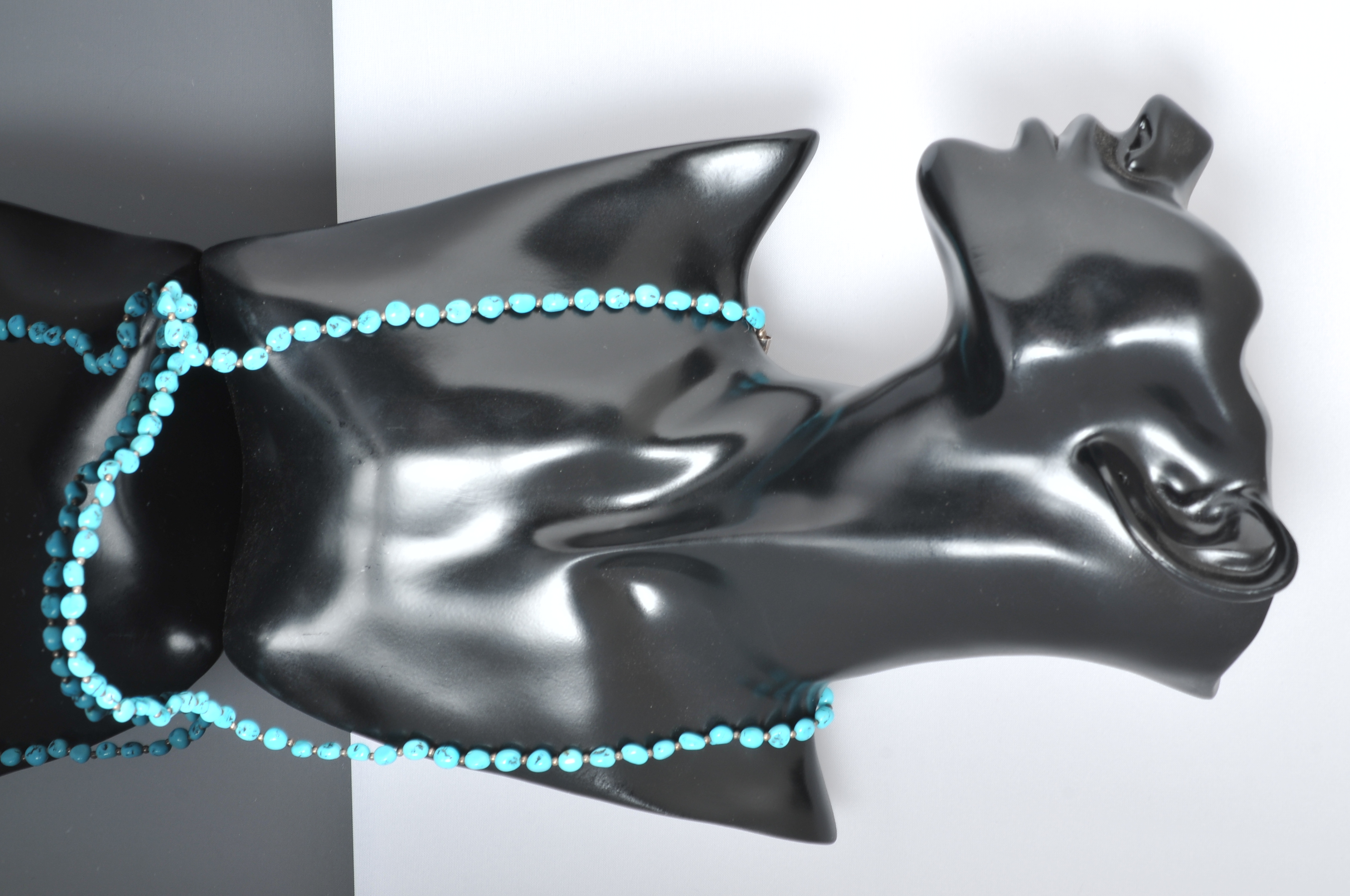 Unmarked Silver and Turquoise Beaded Necklace 