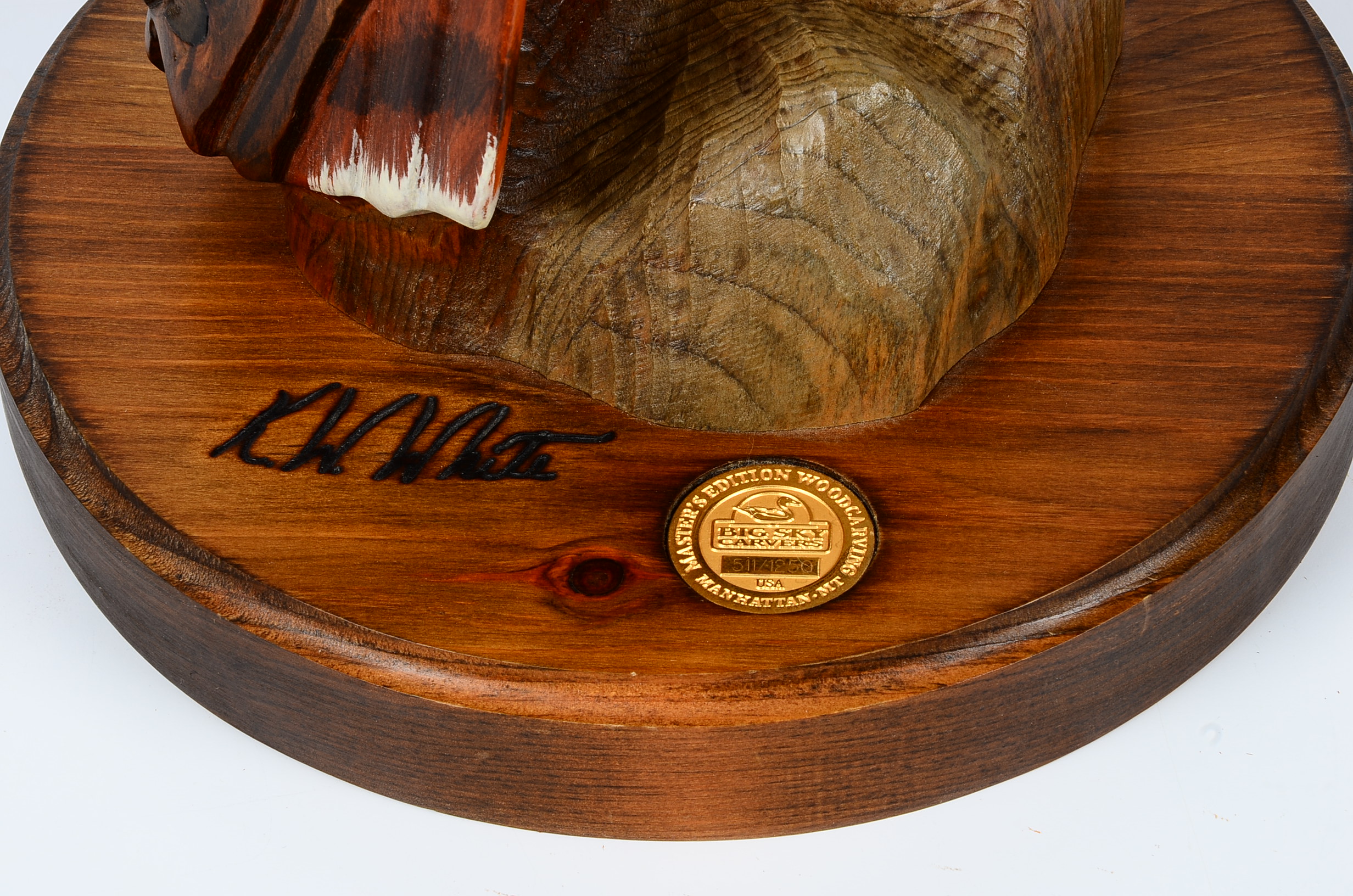 K.W. White Big Sky Carvers Golden Eagle Wood Sculpture