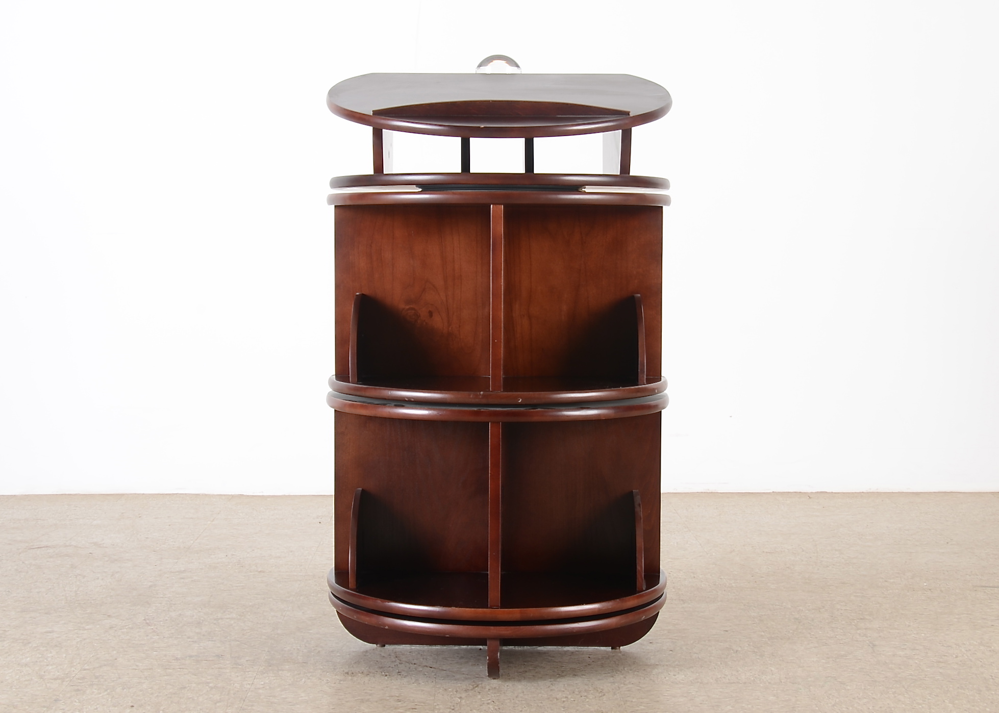 Levenger Mahogany Veneer Carousel Book Case
