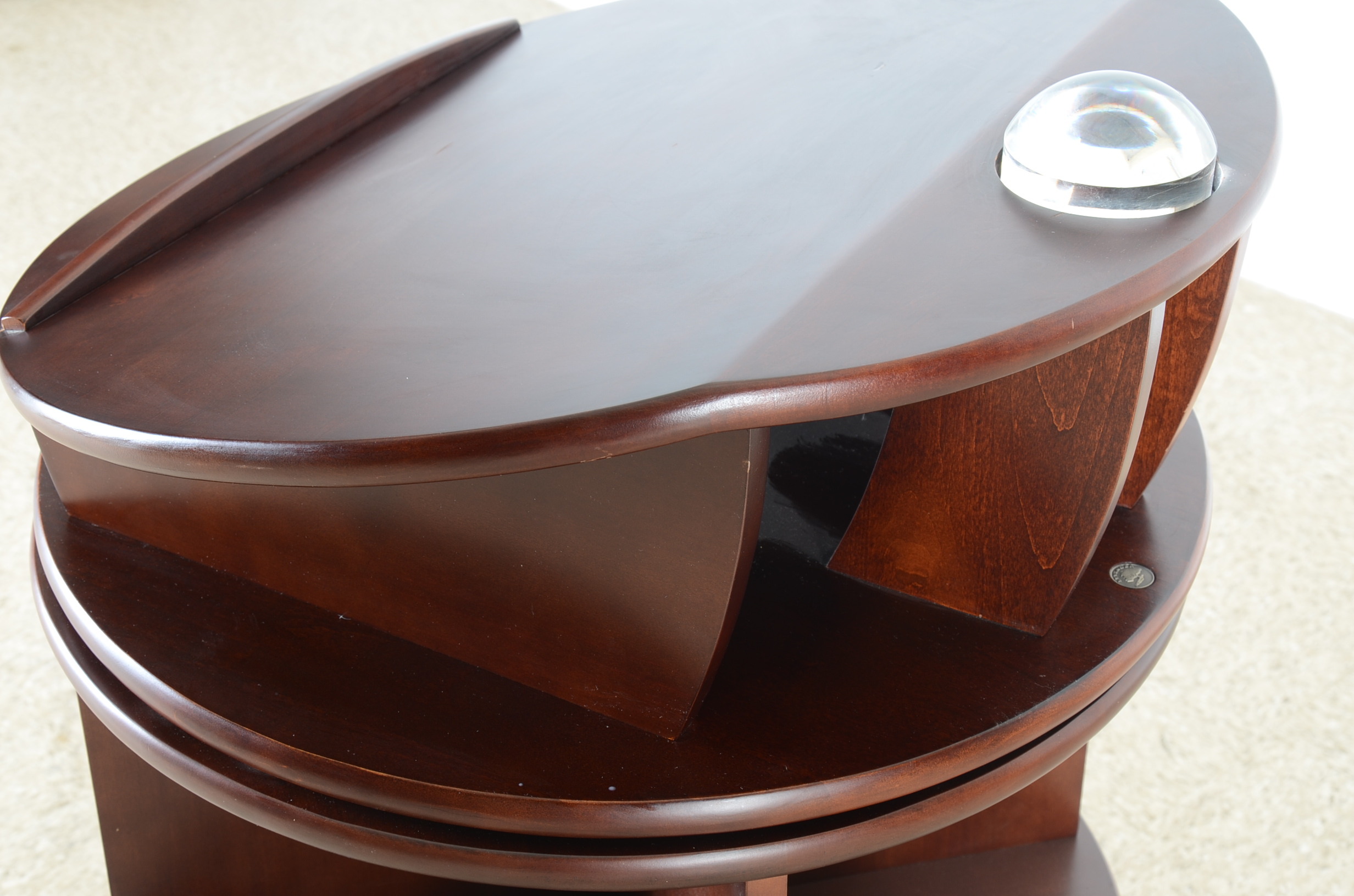 Levenger Mahogany Veneer Carousel Book Case