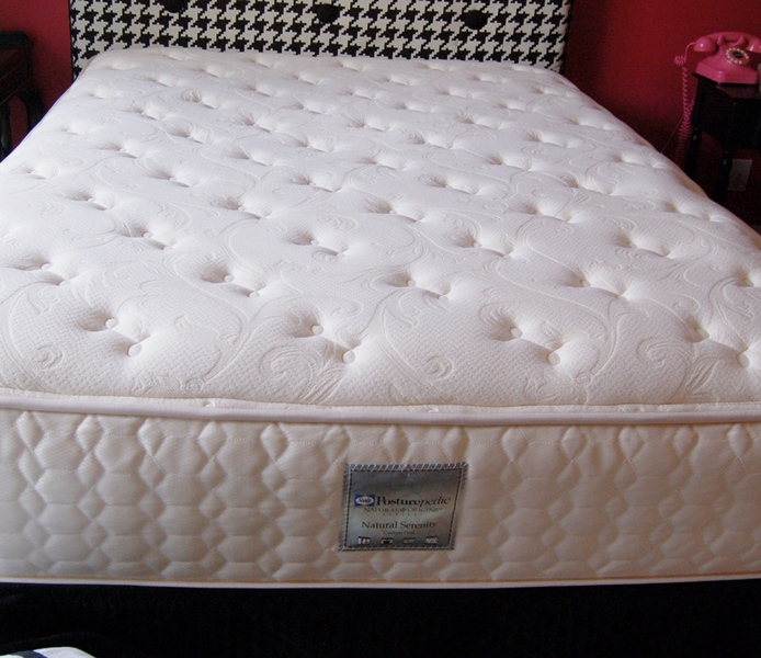Queen Houndstooth Headboard, Mattress/Box Spring and Bedding