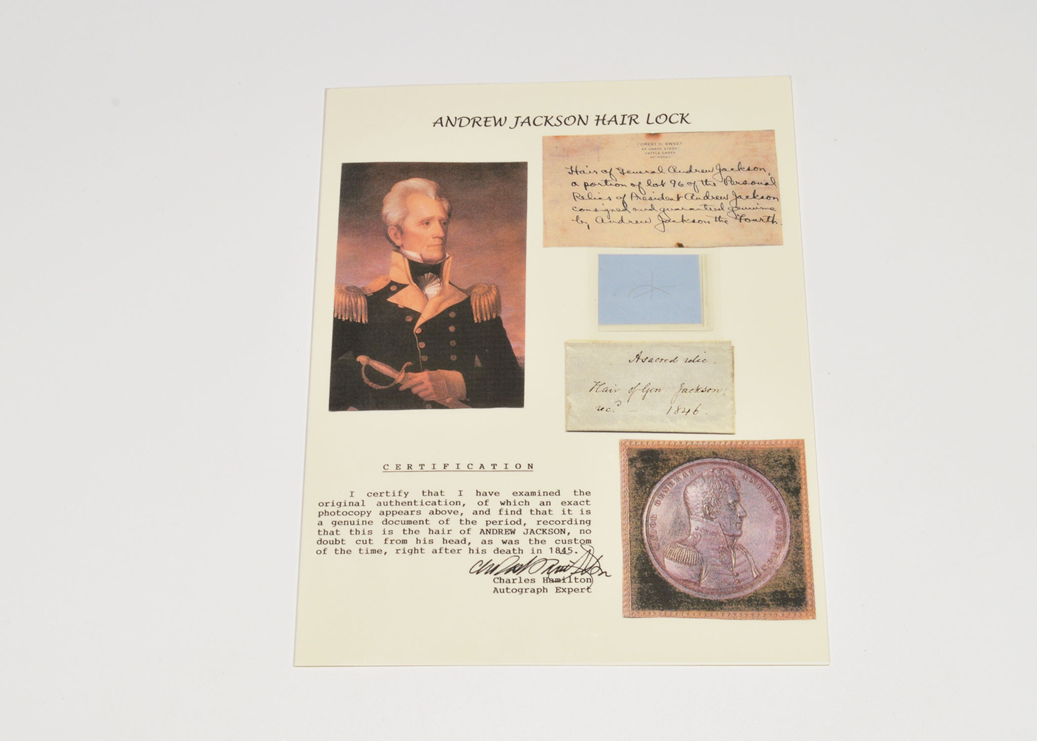 President Andrew Jackson Locks of Hair