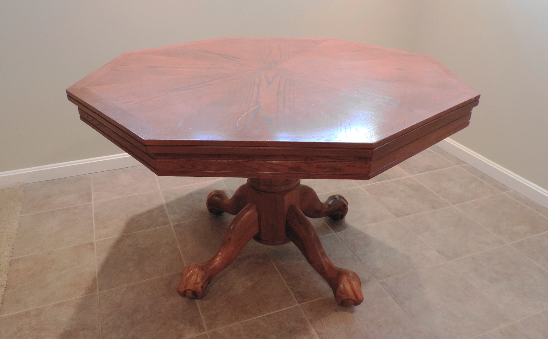 Oak Pedestal Game Table