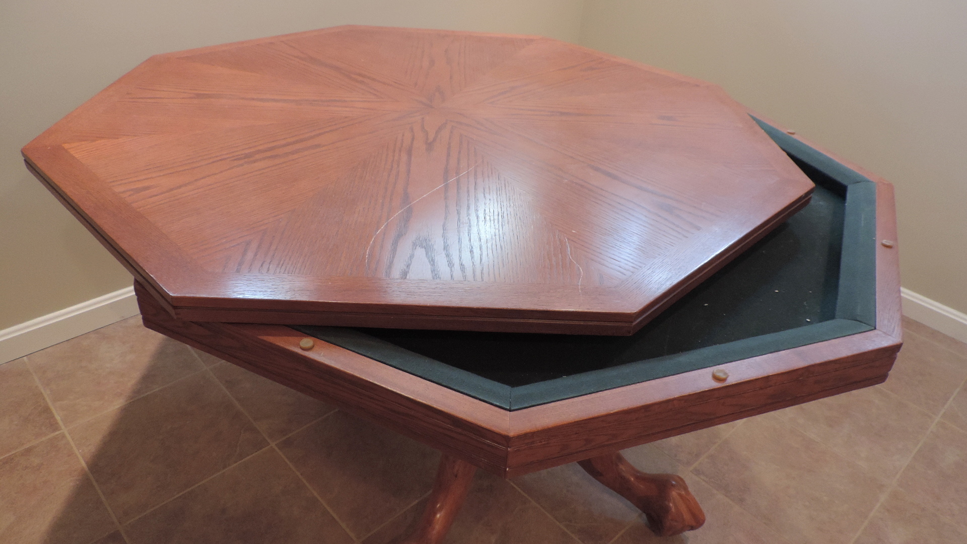 Oak Pedestal Game Table