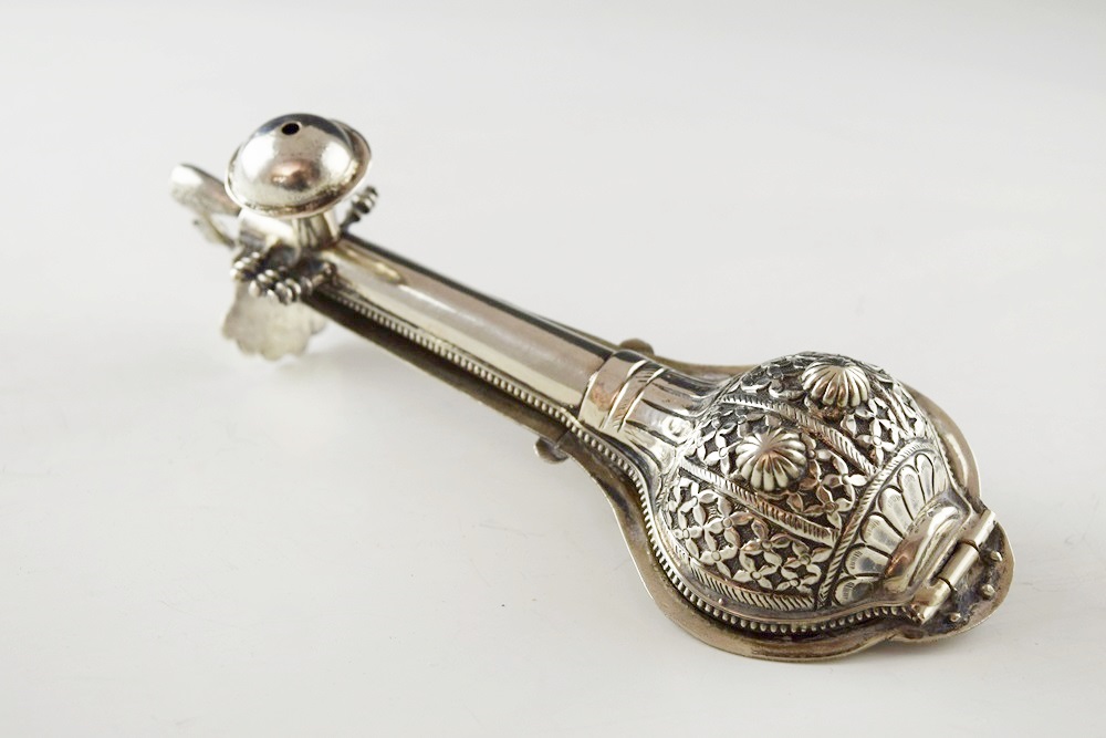 A Rare Indian Silver Spice Box in the Form of a Sitar