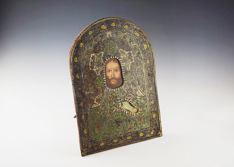 A Rare Early Russian Silver and Enamel Icon