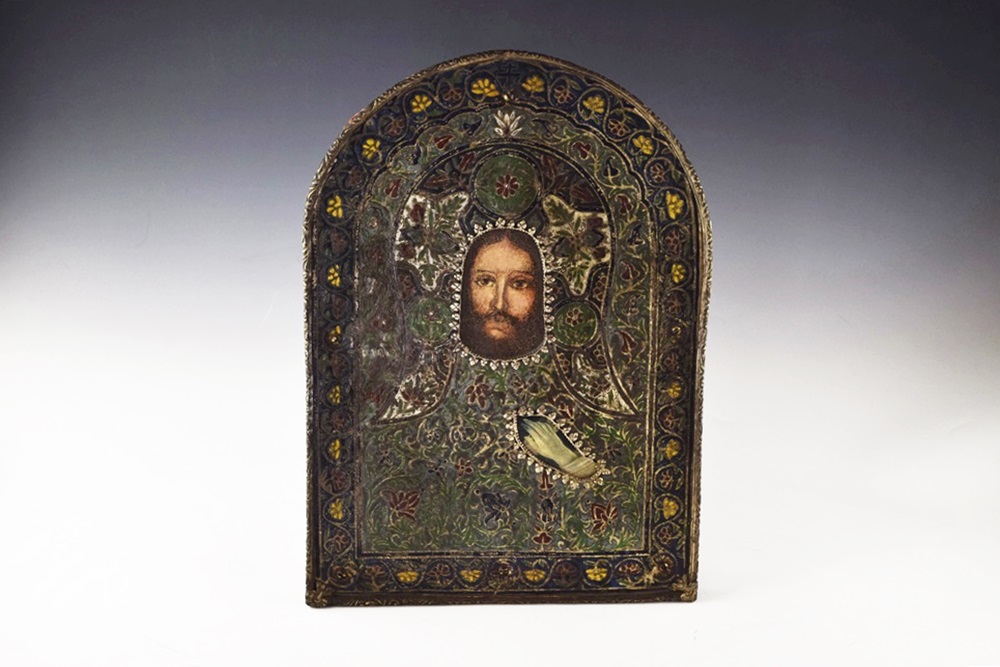 A Rare Early Russian Silver and Enamel Icon