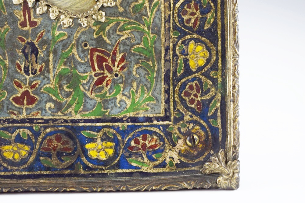 A Rare Early Russian Silver and Enamel Icon