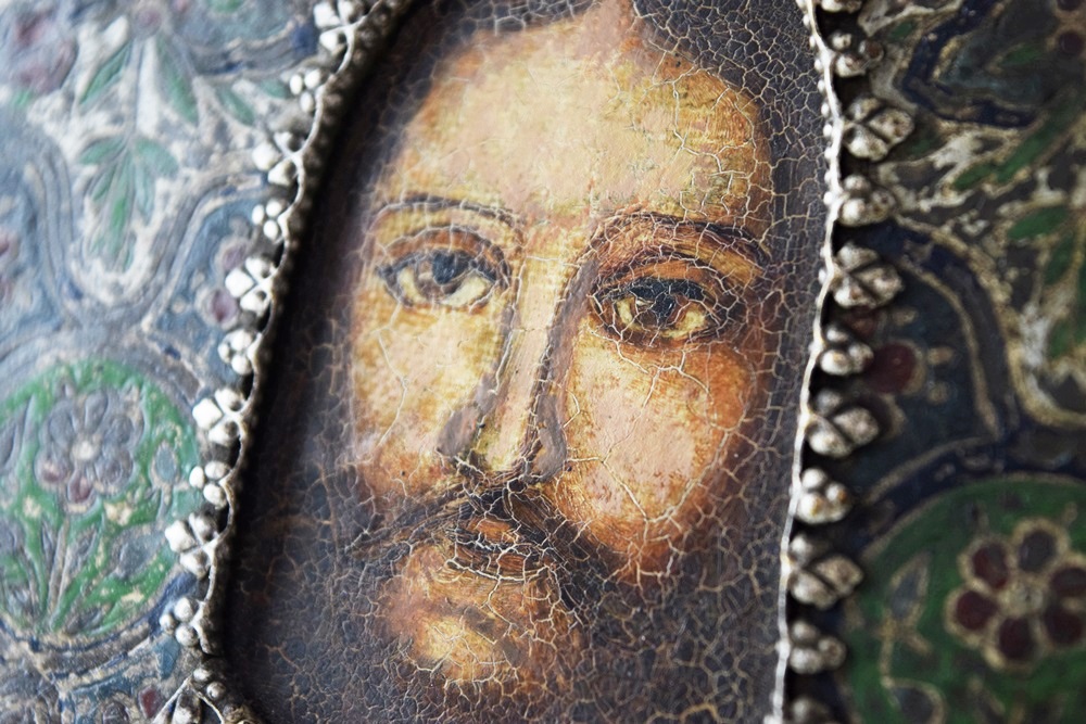 A Rare Early Russian Silver and Enamel Icon