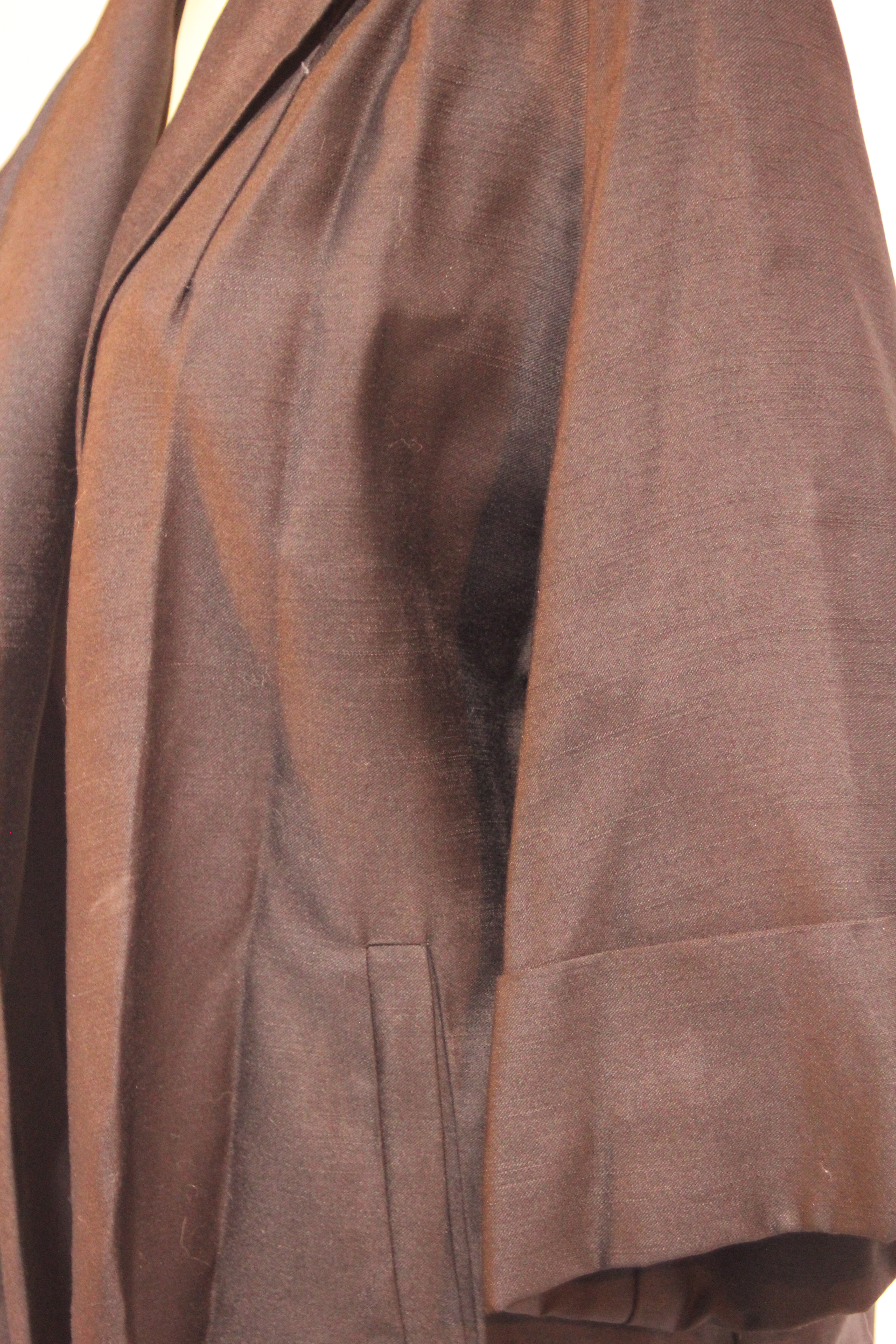 Women's Black Open Front Knee Length Cuffed Sleeve Blazer 