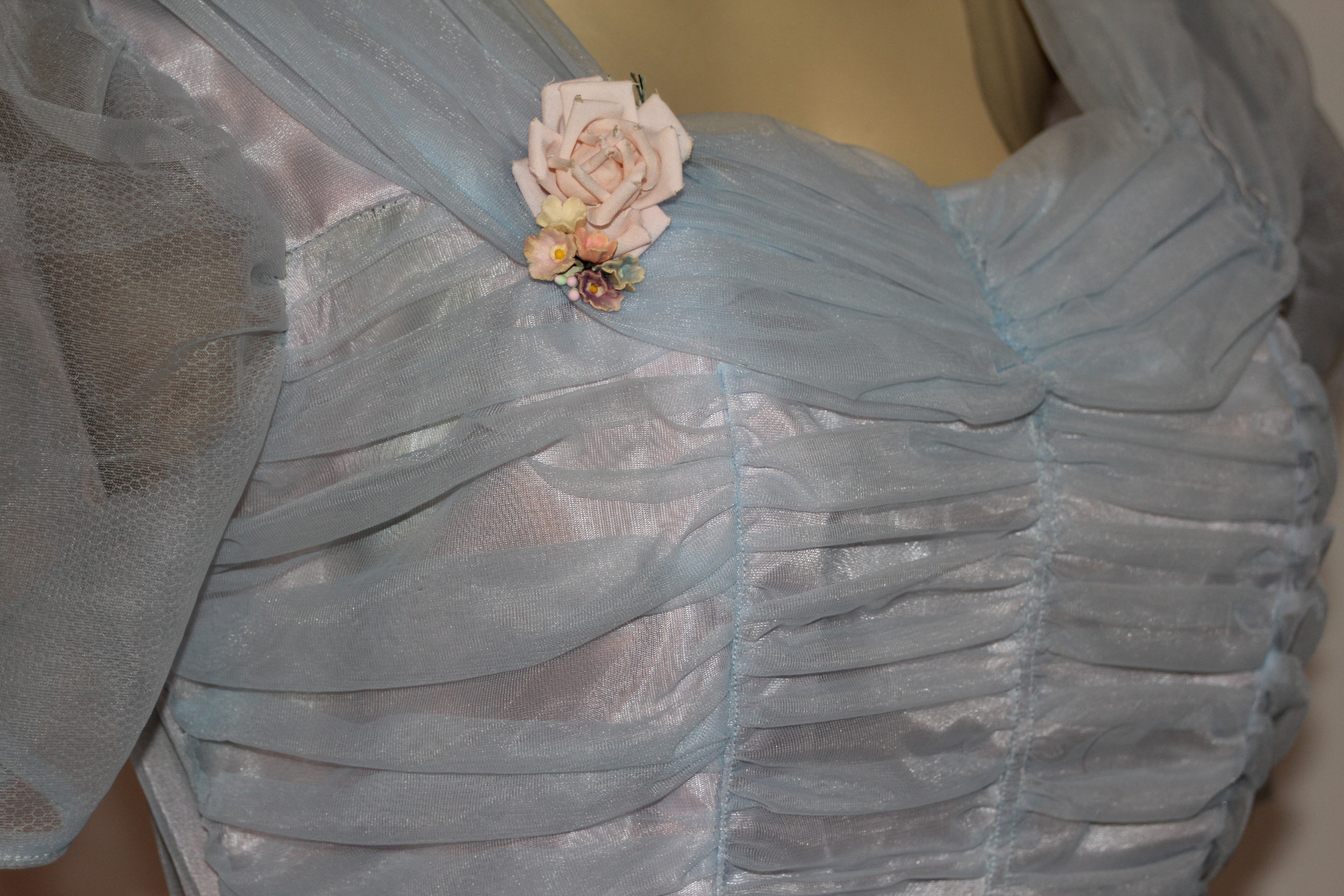 A Vintage 1950s Blue Layered Prom Gown 