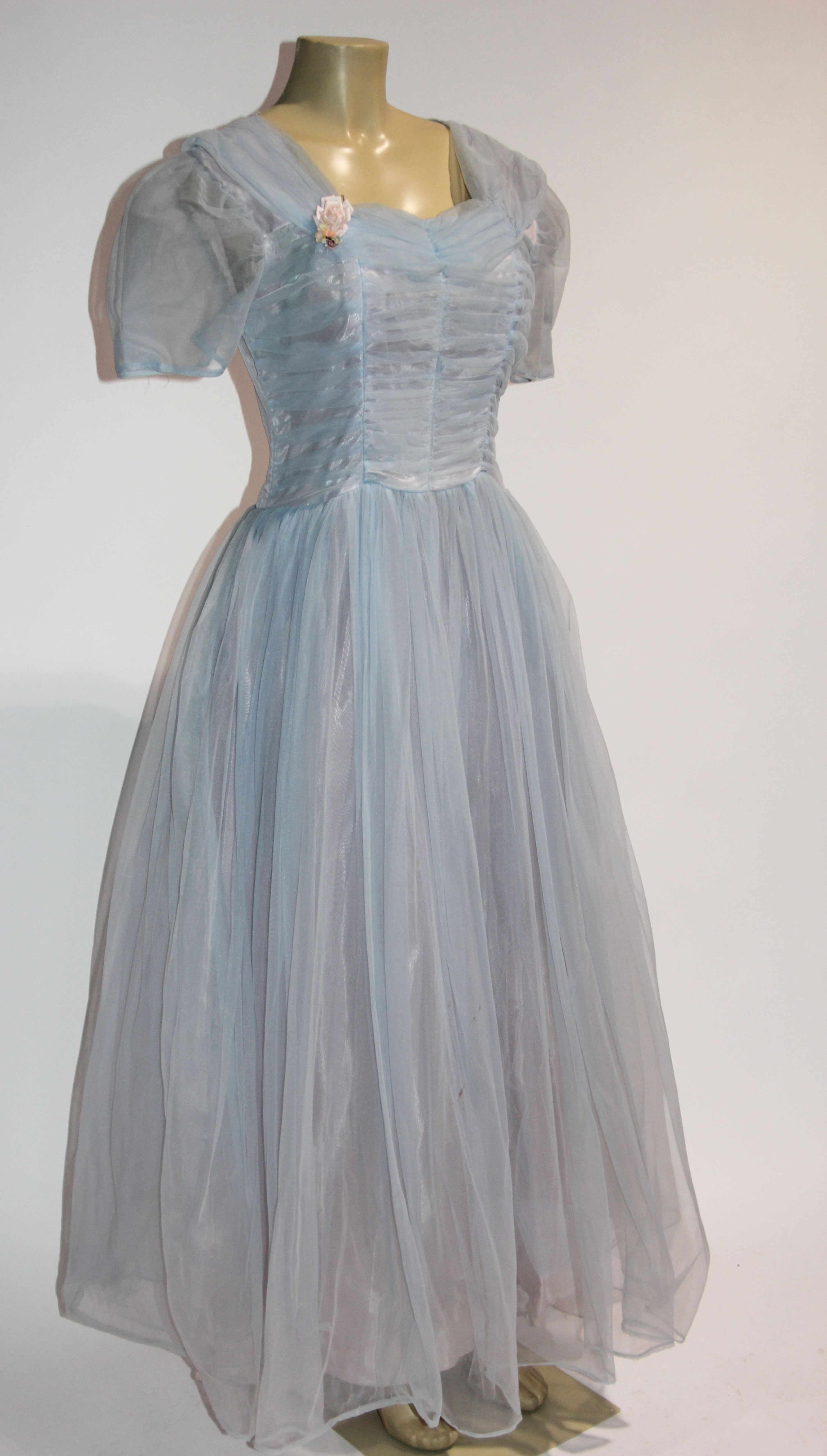 A Vintage 1950s Blue Layered Prom Gown 
