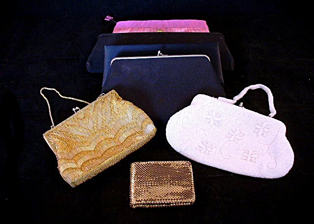 Seven-Piece Collection of Satin, Bead and Chain-Mail Evening Bags