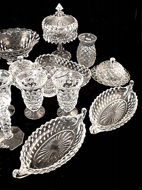 Diamond Pattern Clear Glassware and Depression Glass