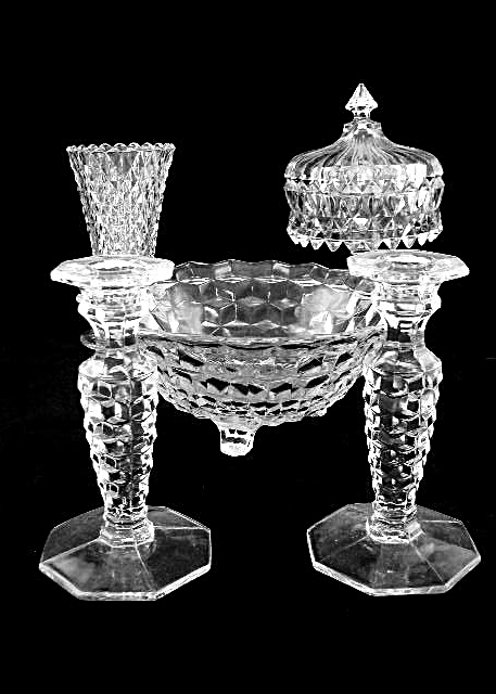 Diamond Pattern Clear Glassware and Depression Glass