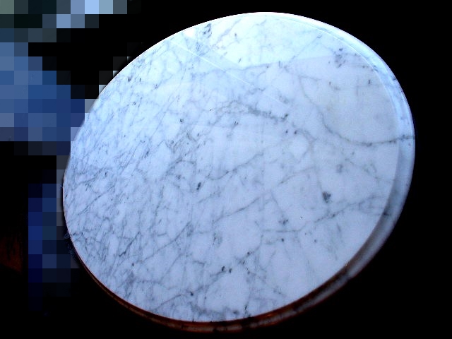 Marble Topped Oval Side Table with Mahogany Base and Legs