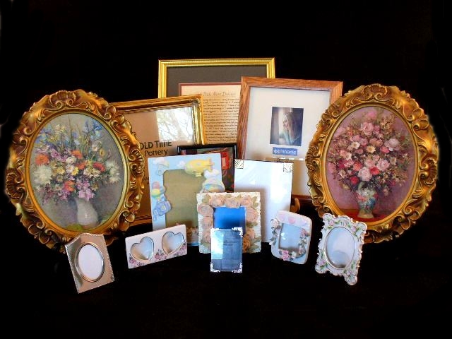 Collection of Frames and Two Floral Pictures in Ornate Frames