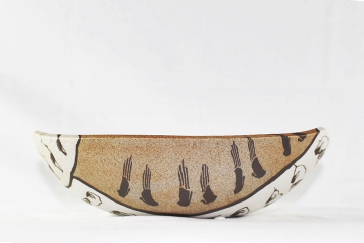 Buzzard Mtn. Rare Signed Colored Porcelain Ethnic Layered Bowl 