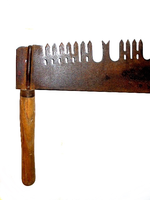 Four Vintage Two-Man and Single-Person Wooden Handled Saws