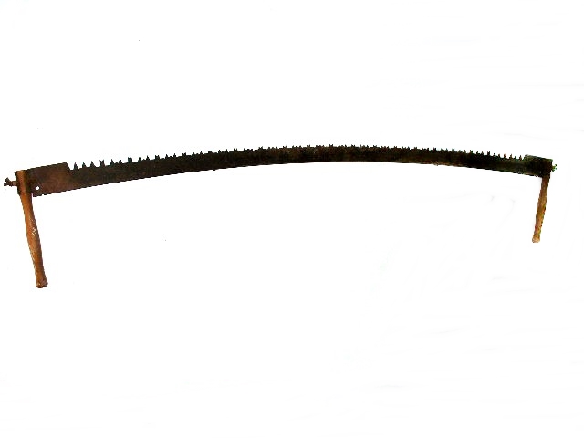 Four Vintage Two-Man and Single-Person Wooden Handled Saws