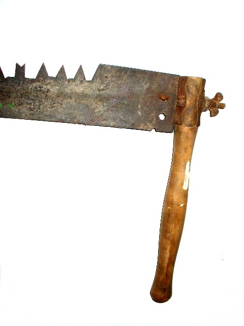 Four Vintage Two-Man and Single-Person Wooden Handled Saws