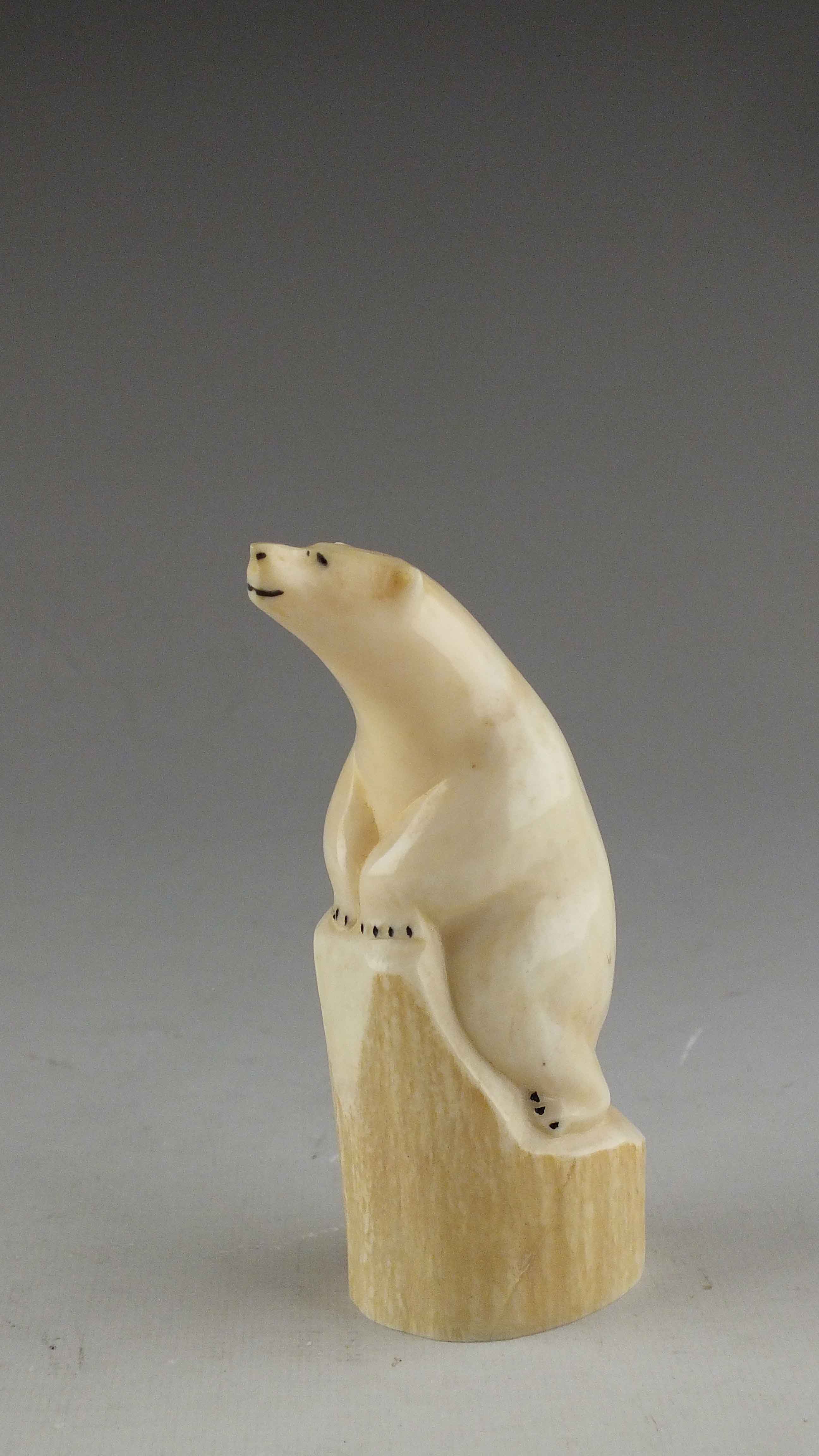 Carved Walrus Tusk Figural Polar Bear 