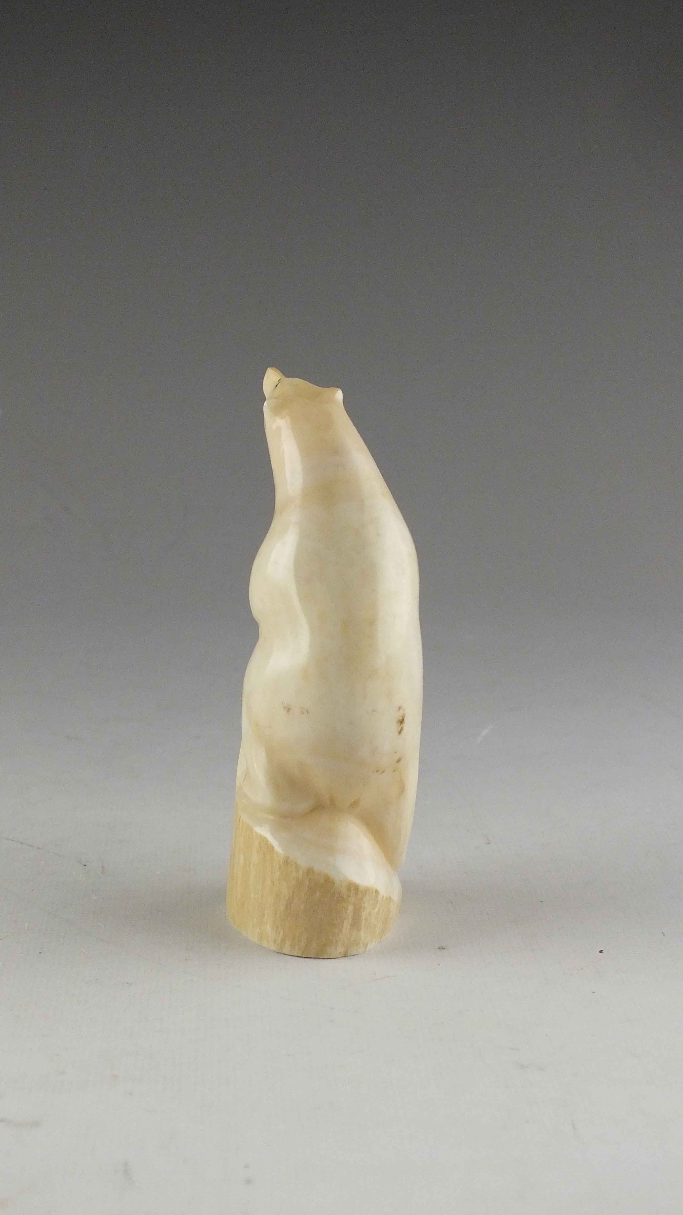 Carved Walrus Tusk Figural Polar Bear 