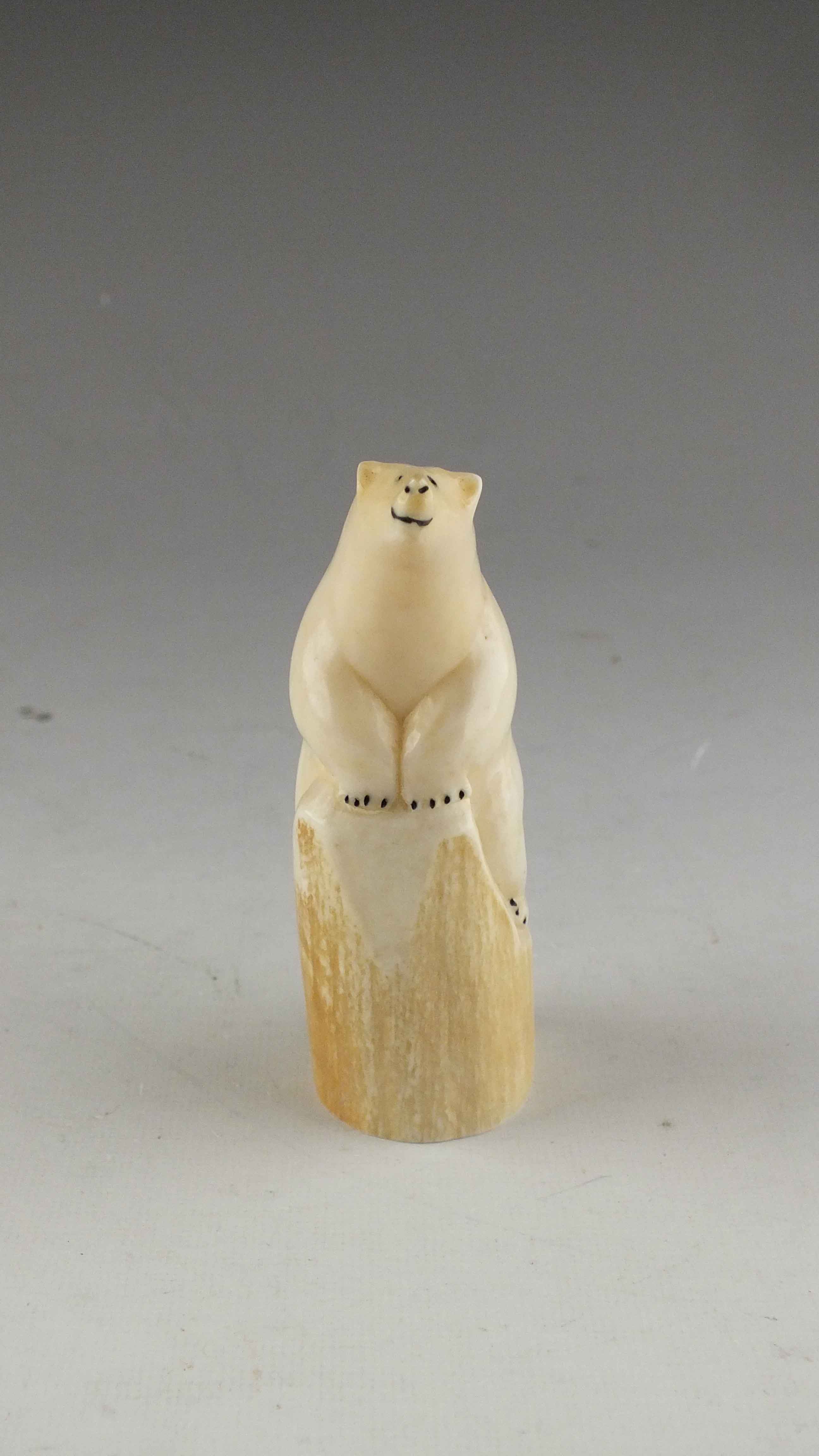 Carved Walrus Tusk Figural Polar Bear 