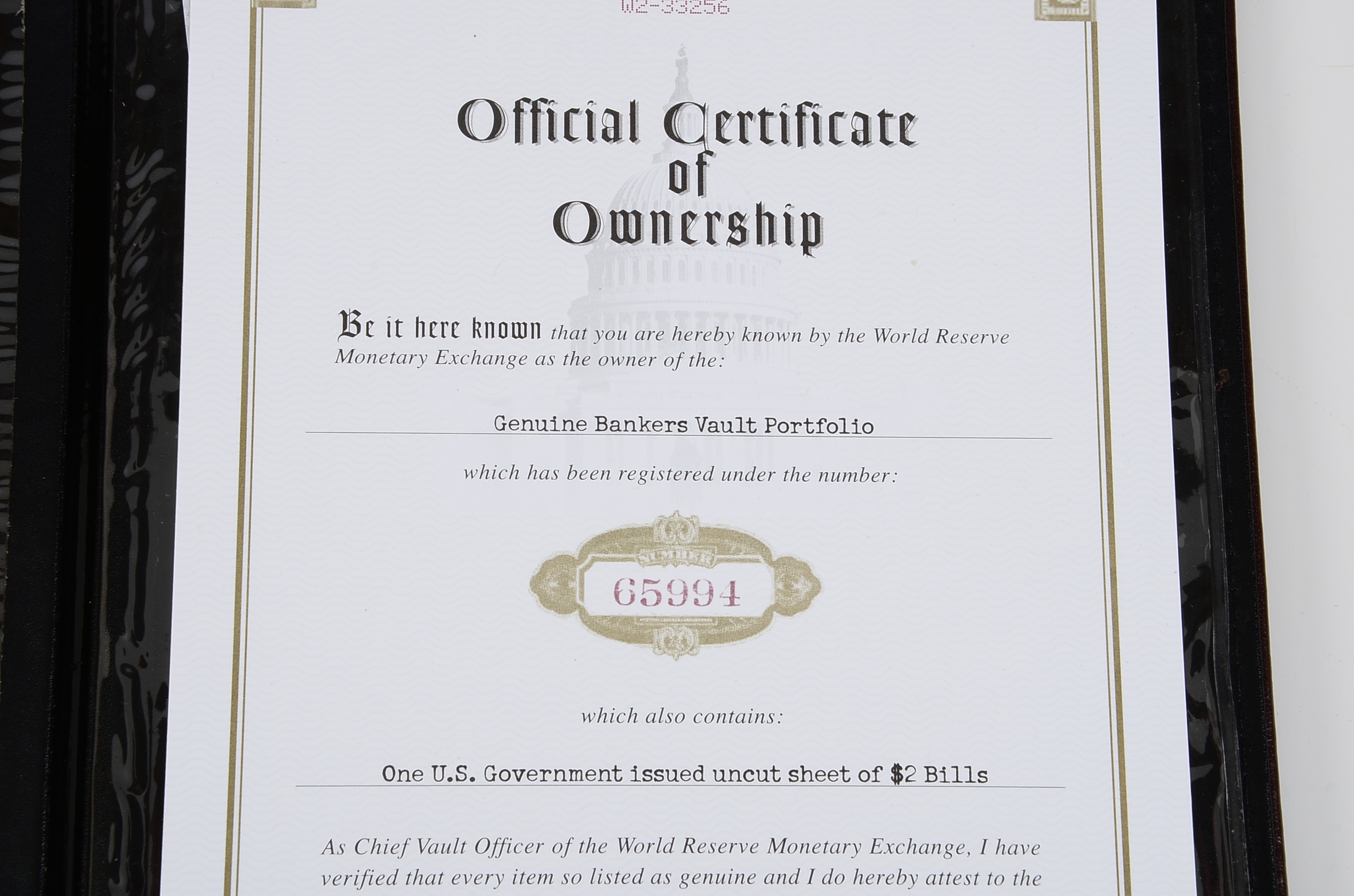 Uncut Two Dollar Bill Sheet