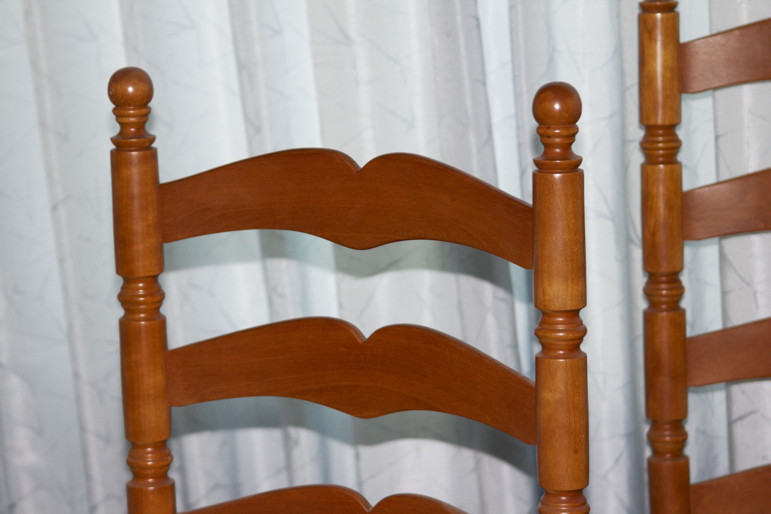 Natural Cherry Finish Ladder back Chairs With Woven Rush Seats