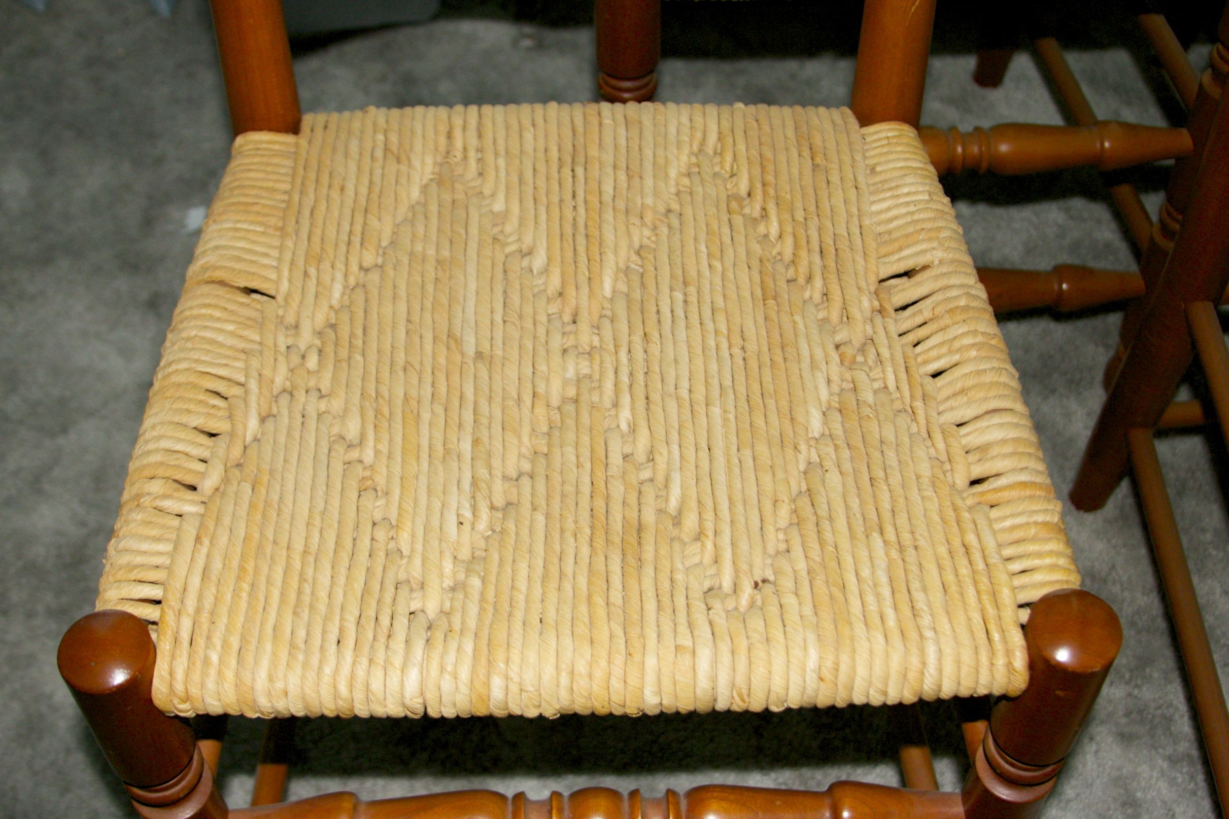 Natural Cherry Finish Ladder back Chairs With Woven Rush Seats