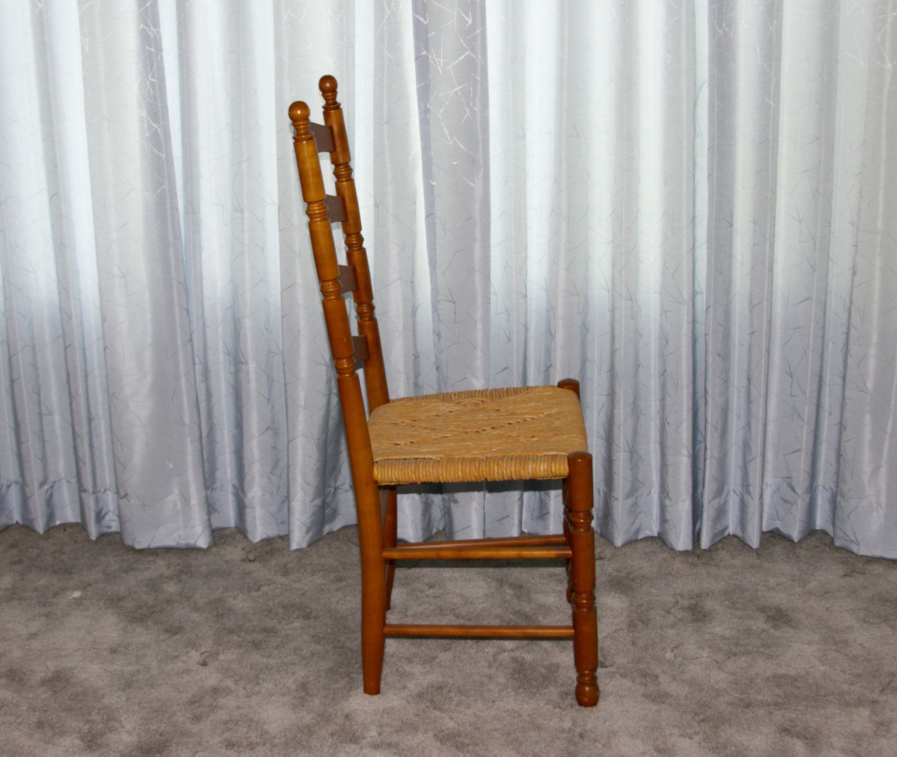 Natural Cherry Finish Ladder back Chairs With Woven Rush Seats