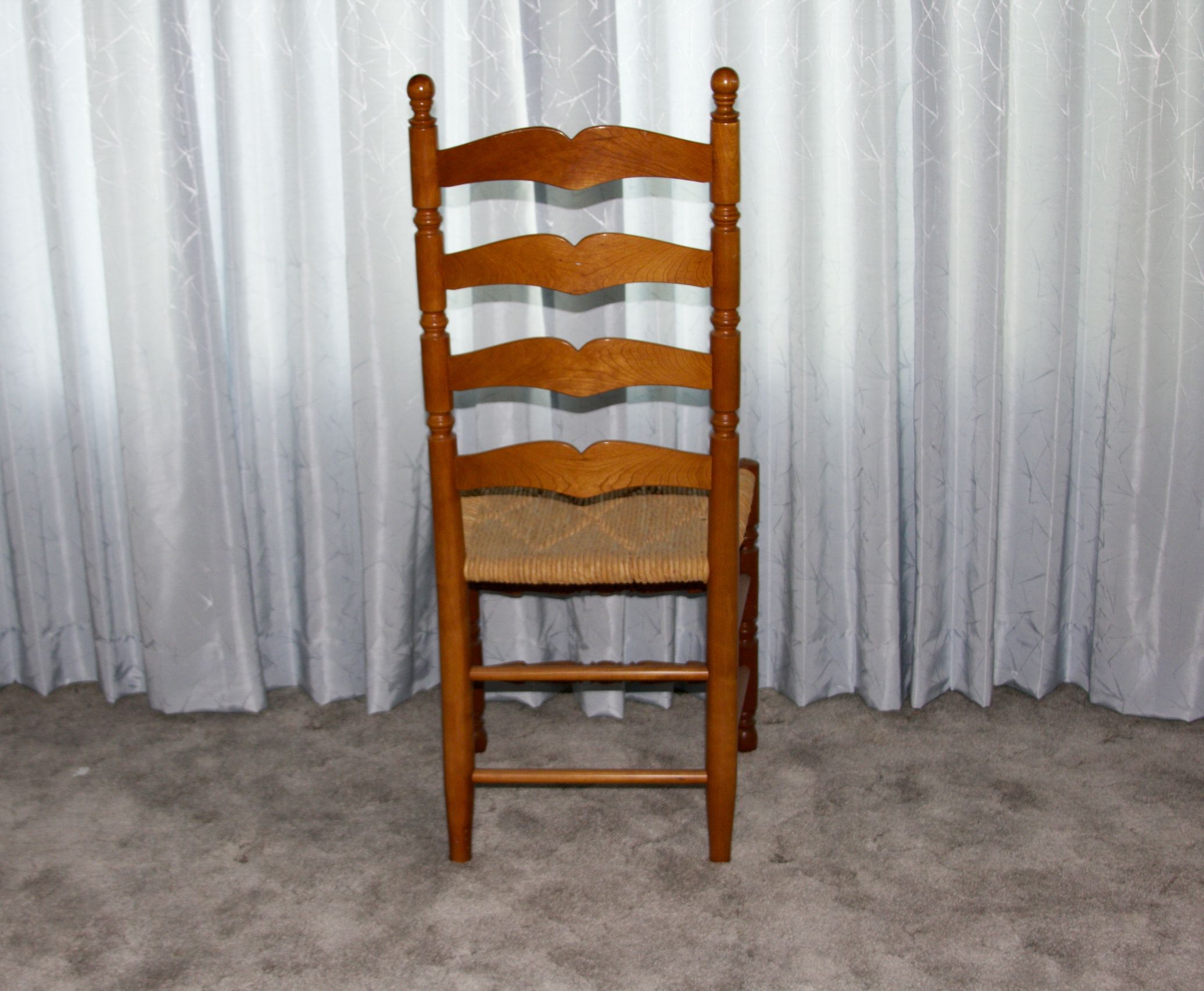 Natural Cherry Finish Ladder back Chairs With Woven Rush Seats