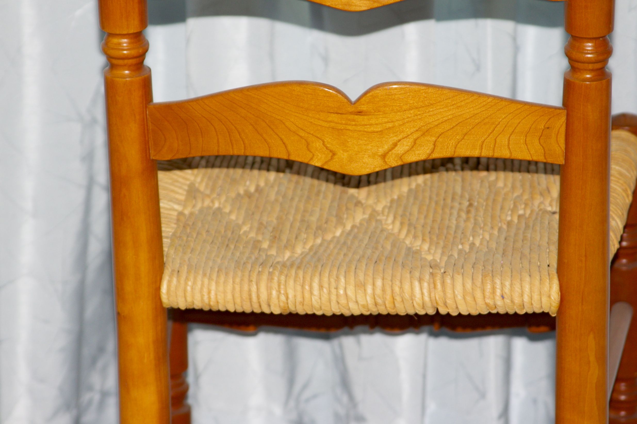 Natural Cherry Finish Ladder back Chairs With Woven Rush Seats