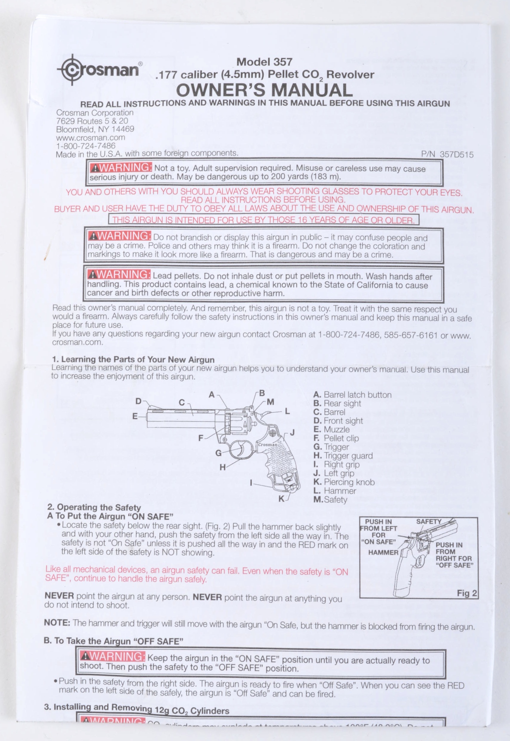Crosman Model 357 .177 Caliber Pellet CO2 Revolver