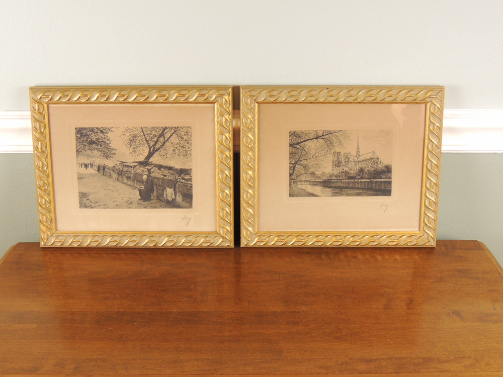 Pair of Framed Paris Etchings by Yvon
