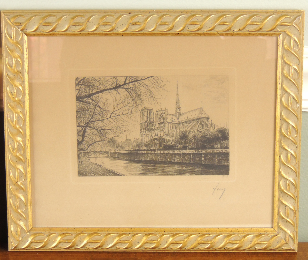 Pair of Framed Paris Etchings by Yvon