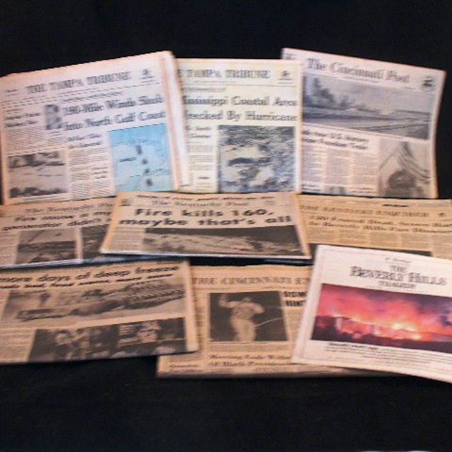 Vintage Newspapers: Beverly Hills Fire, Hurricane Camille, More