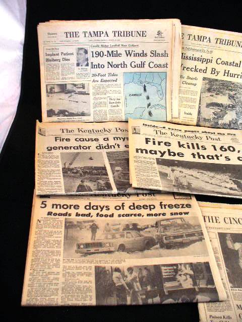Vintage Newspapers: Beverly Hills Fire, Hurricane Camille, More