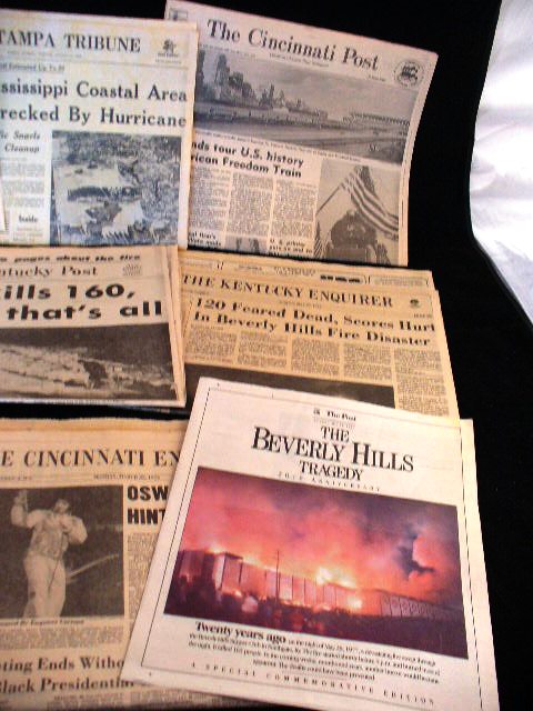 Vintage Newspapers: Beverly Hills Fire, Hurricane Camille, More