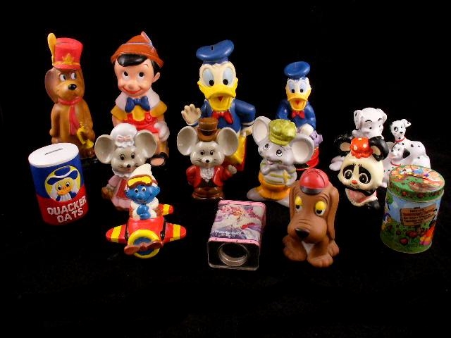 Donald Duck, Pinocchio, Smurf and More Coin Banks and Tins
