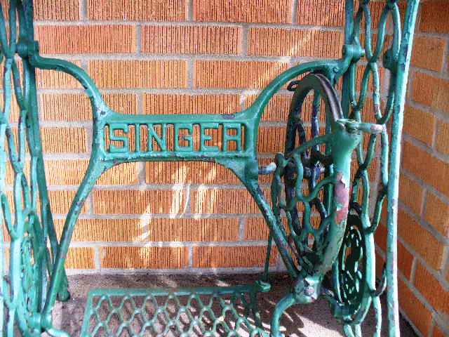 Vintage Singer Foot Pedal Sewing Machine Frame with Marble Table