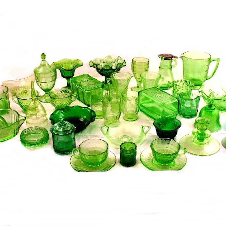 Large Array of Grass Green Glass