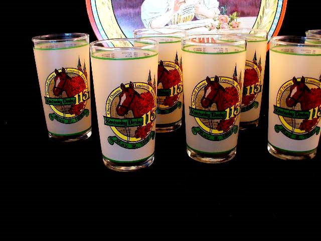 Seven Mint Julep Glasses from the 1987 Kentucky Derby 