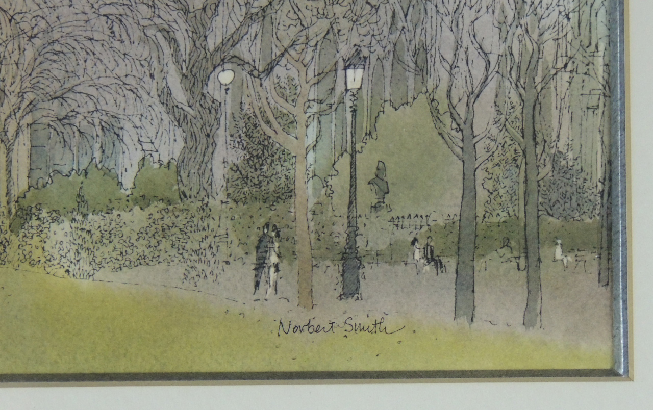 Original Watercolor and Ink of Notre Dame by Norbert Smith