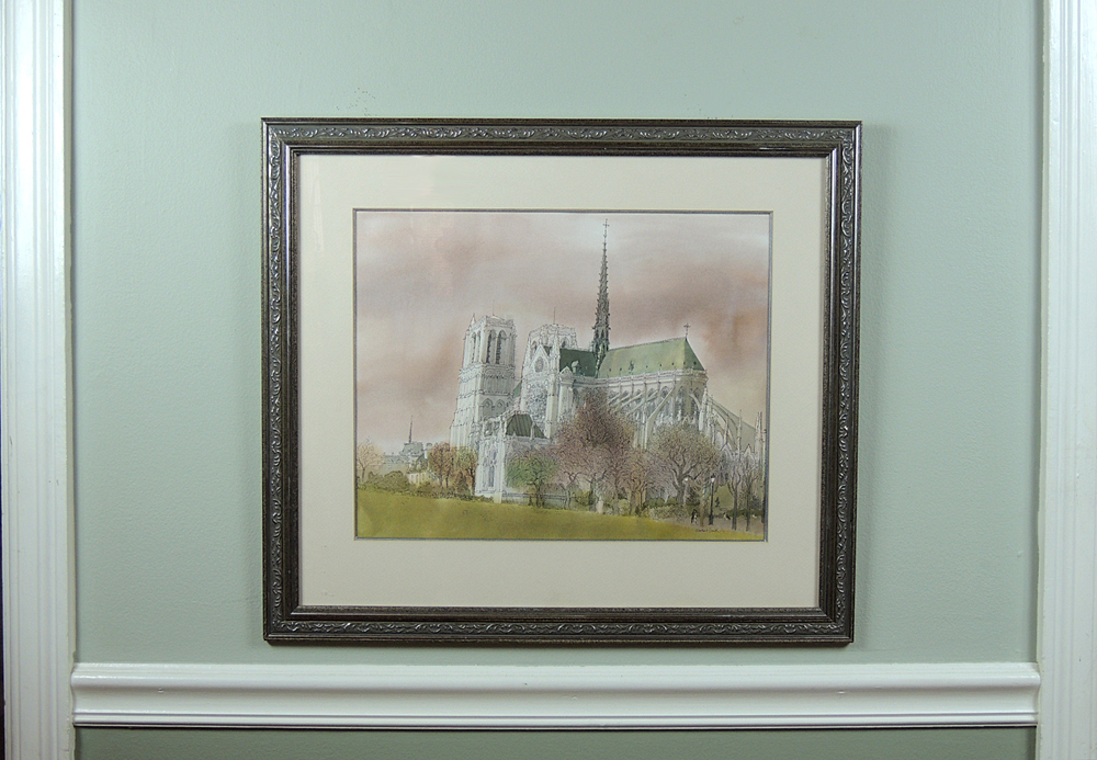 Original Watercolor and Ink of Notre Dame by Norbert Smith