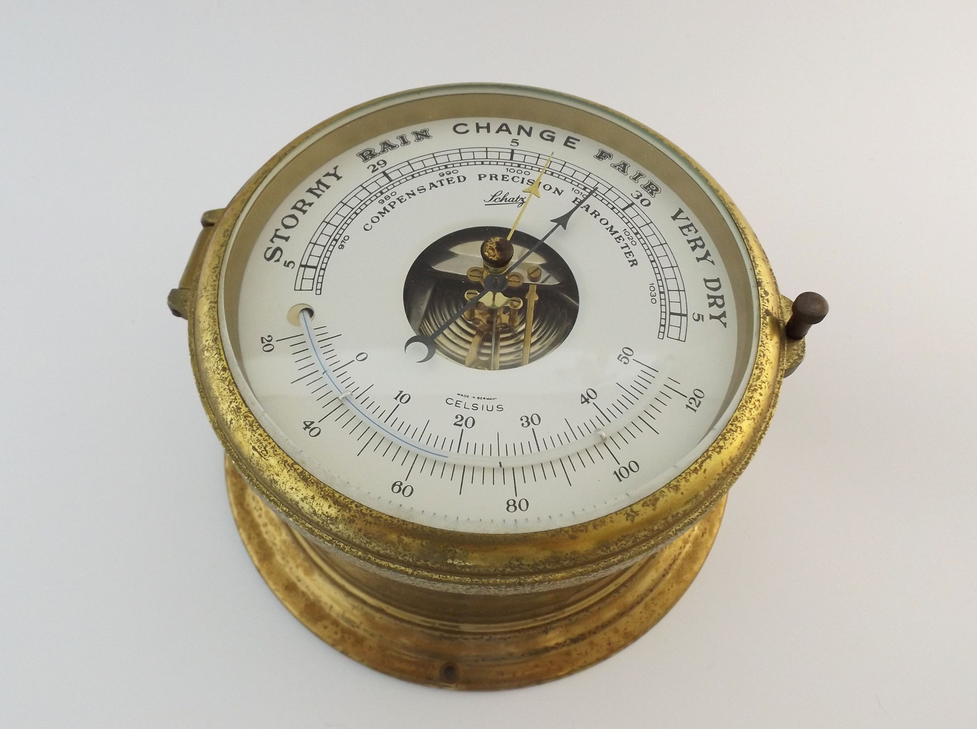 German Barometer with Brass Case