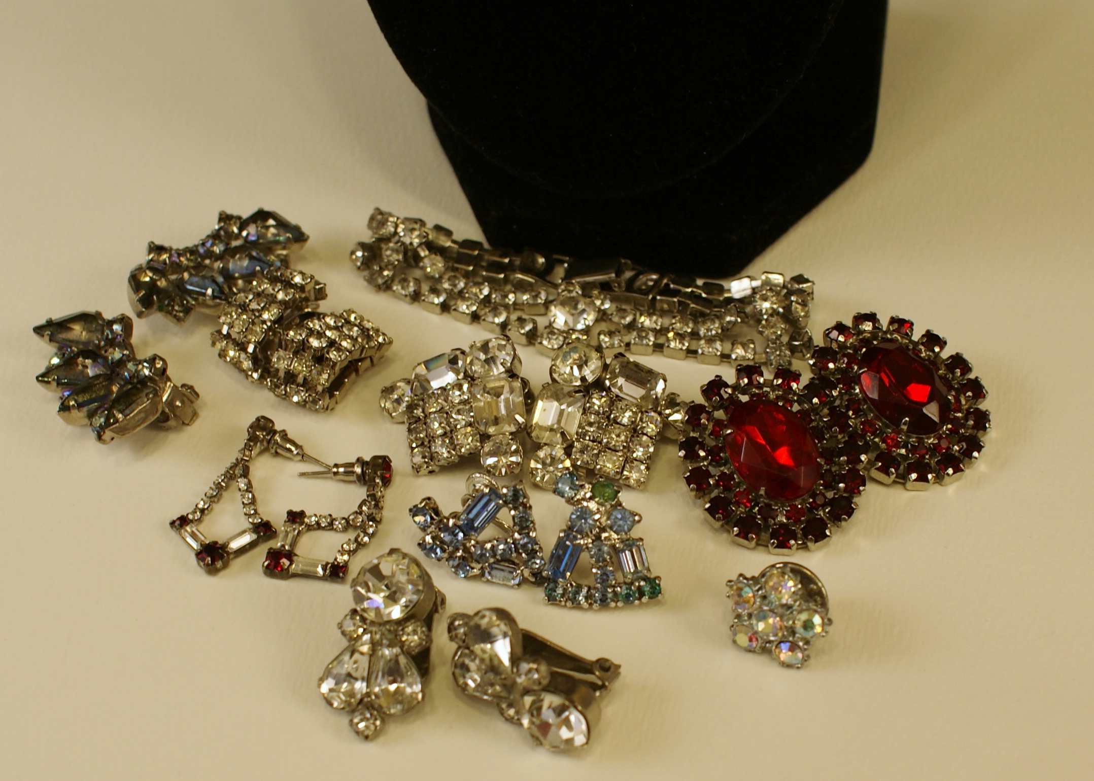 Large Group of Vintage Rhinestone Jewelry